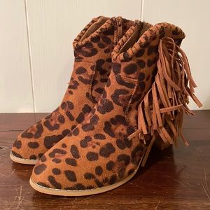 Cheetah fringe booties